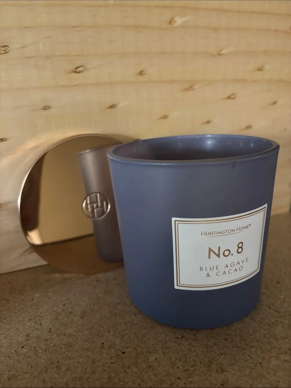 Huntington Home Blue Agave & Cacao Scented Candle - Blue with Gold Lid
